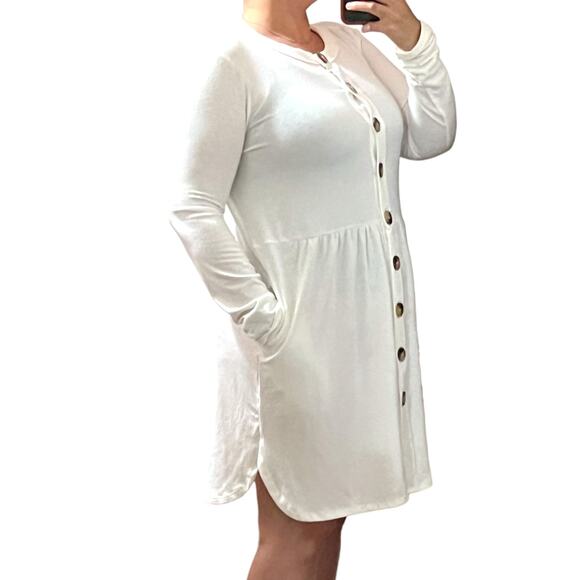 Beautiful You LARGE Boutique Cream Babydoll Button Front Cardigan Dress - Picture 4 of 10